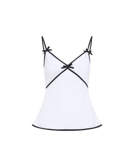 Moschino White Solid V Neck Top