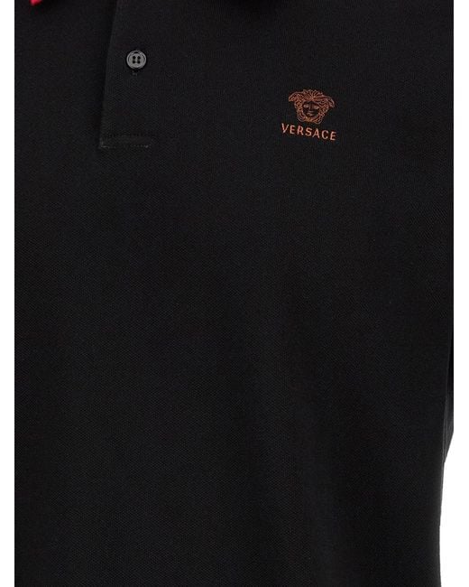 Versace Black Solid Shirt Collar Polo for men