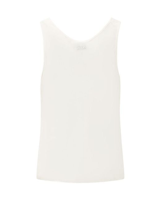 Pinko White Solid Scoop Neck Top