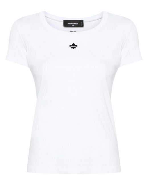 DSquared² White Appliqué-Logo Cotton T-Shirt