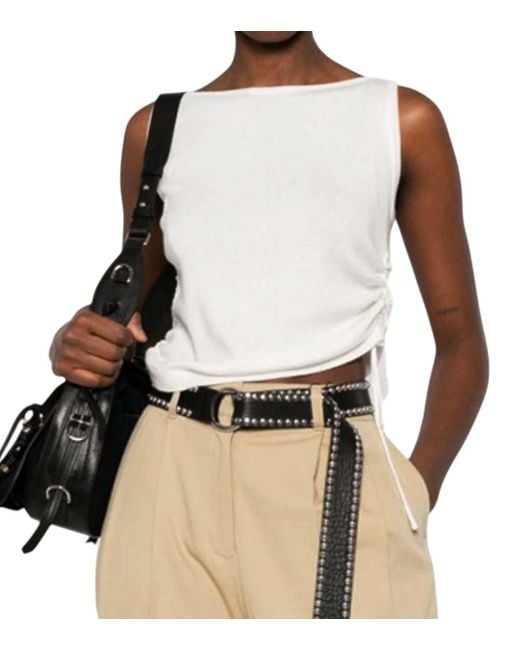 DUNST White Solid Round Neck Top