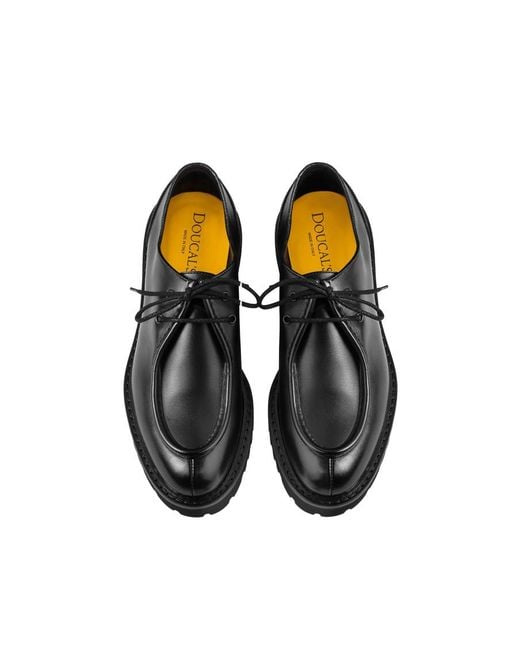 Doucal's Black Solid Lace Ups Shoes for men