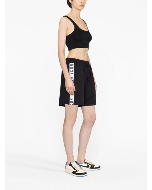 DSquared² Black Icon-Stripe Drawstring Shorts