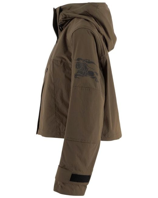 Burberry Green Solid Hood Blazer