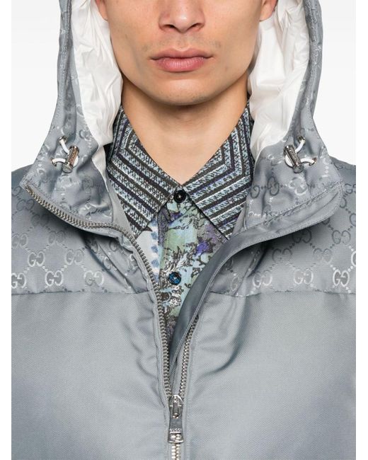 Gucci Gray Canvas Puffer Jacket for men