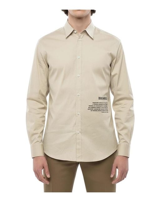 DSquared² Natural Slim Logo Shirt for men