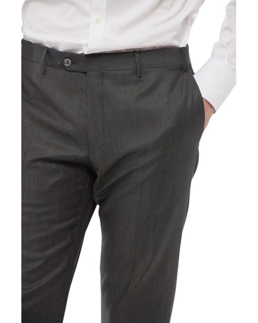 Corneliani Gray Flat Front Pants for men