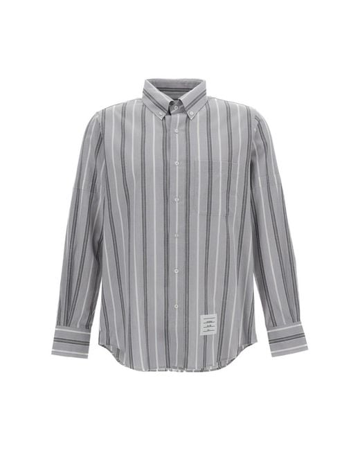 Thom Browne Gray Regular Stripes Shirts for men