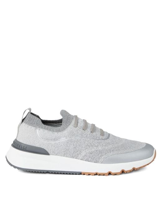Brunello Cucinelli White Cotton Sneakers for men
