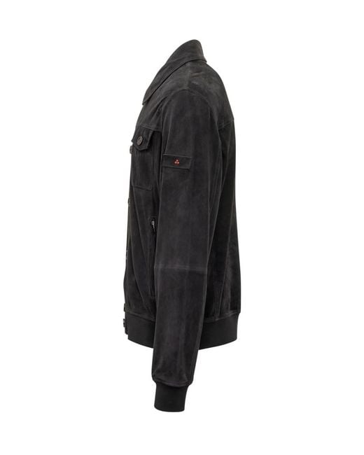 Peuterey Black Solid Shirt Collar Jacket for men