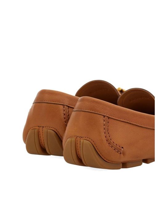 Ferragamo Brown Leather Driver Shoes for men