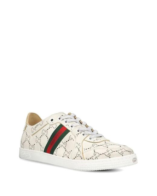 Gucci White Stretch Leather Sneakers