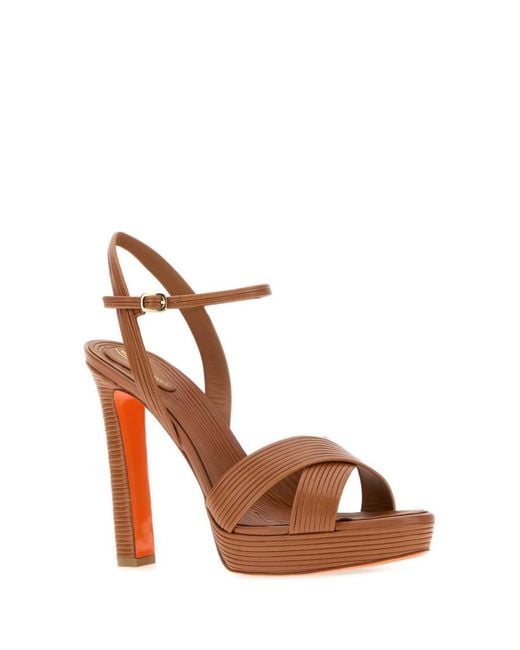 Santoni White Solid Open Toe Heels