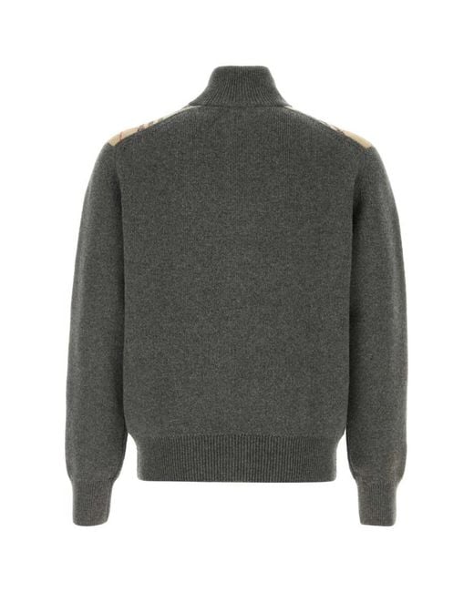 Burberry Gray Turtle Neck Cardigans for men