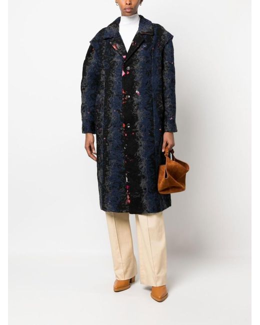 VITELLI Blue Recycled Wool Floral Coat