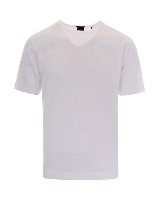 Boss White Solid Crew Neck T-Shirt for men