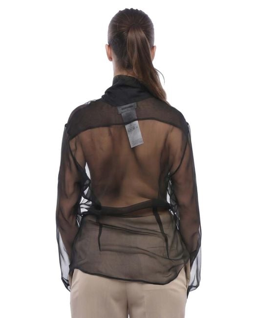 DSquared² Brown Tie Neck Top
