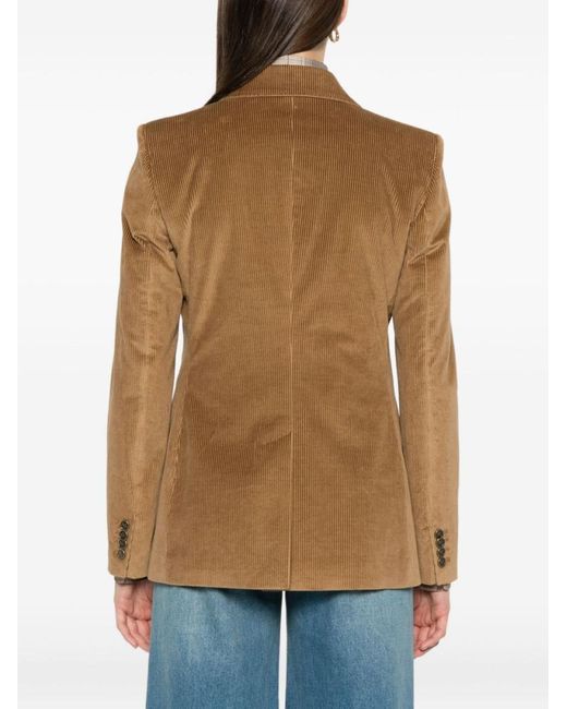 Etro Brown Camel-Colored Ribbed Double-Breasted Blazer