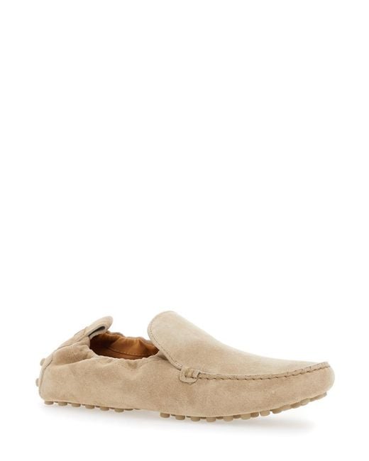 Tod's Natural Gommino Suede Leather Loafers