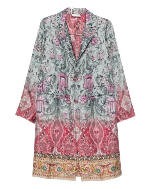 Pierre Louis Mascia Multicolor Printed Single-Breasted Coat