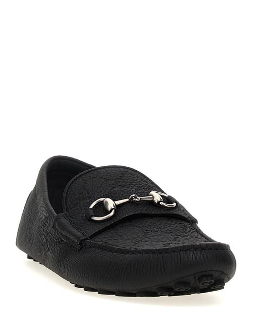 Gucci Black Leather Driver Loafers for men