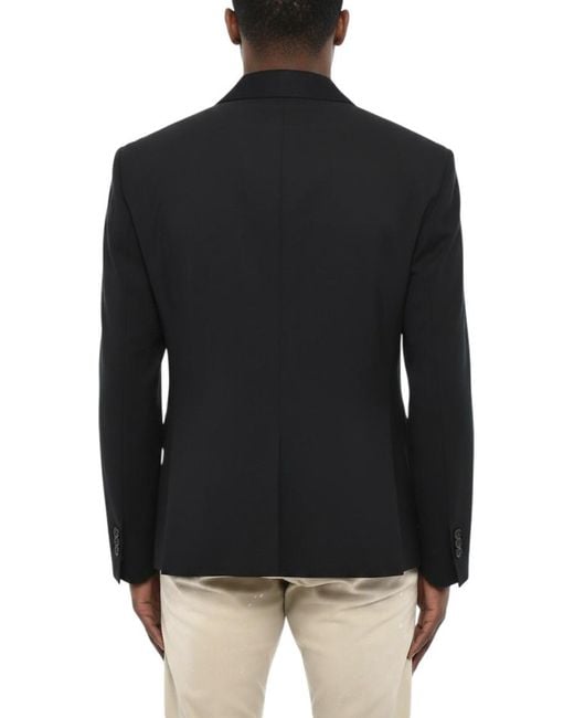 DSquared² Black Solid Notched Lapel Blazer for men