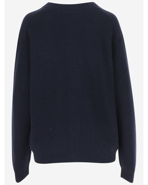 Maison Kitsuné Blue Fox Head Patch Ribbed Cardigan for men