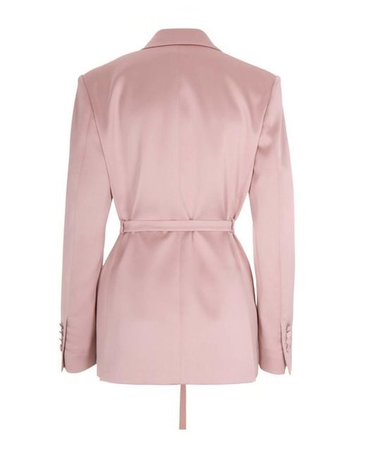 ANDAMANE Pink Solid Notched Lapel Blazer