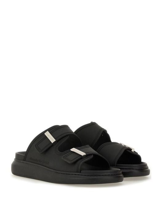 McQueen Black Solid Hybrid Slides for men