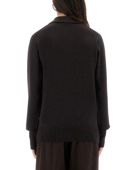 Studio Nicholson Black Solid Shirt Collar Sweater