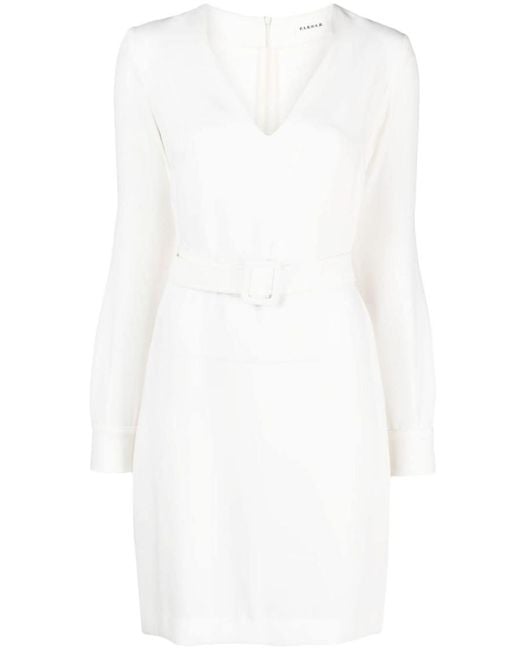 P.A.R.O.S.H. White Belted V-Neck Minidress