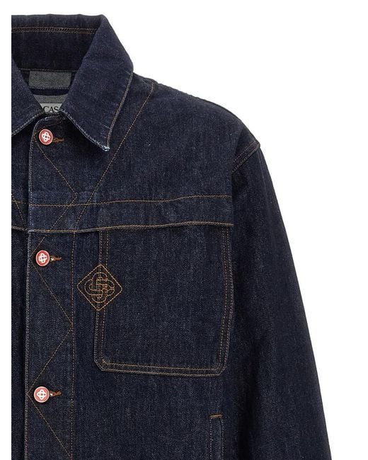 Casablanca Blue Solid Shirt Collar Jacket for men