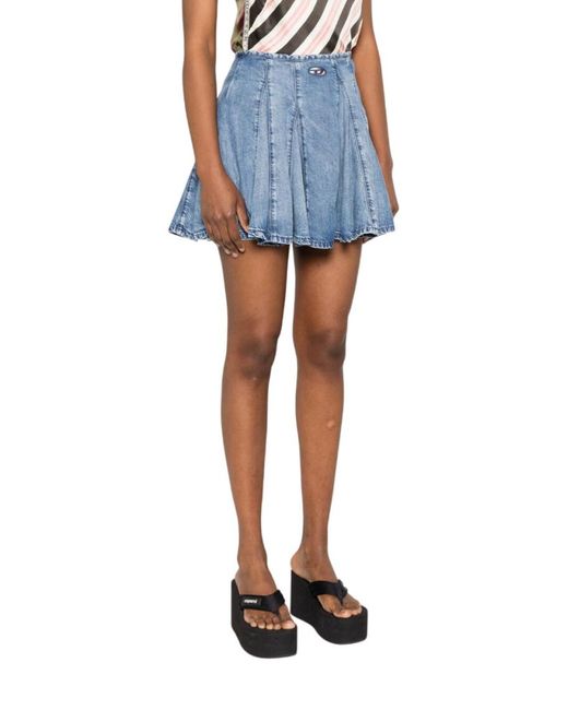 DIESEL Blue Logo Pleated Midi Skirt