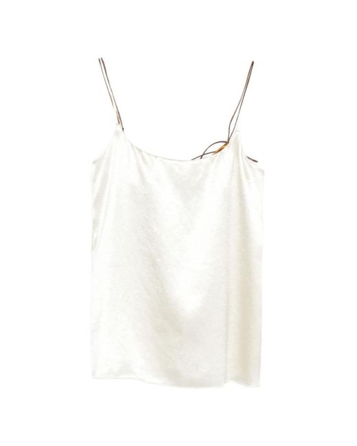 Alysi White Solid Scoop Neck Top
