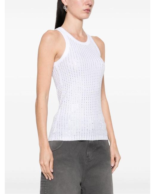 The Attico White Rhinestone-Embellished Tank Top
