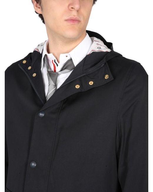 Thom Browne Black Solid Hood Jacket for men
