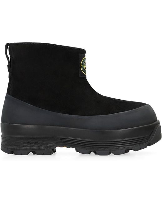 Stone Island Black Solid Slip On Boots for men