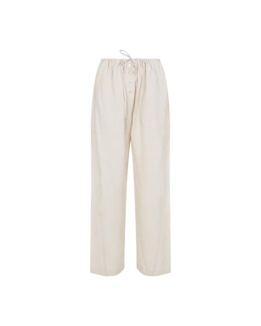 Studio Nicholson White Relaxed Drawstring Trousers