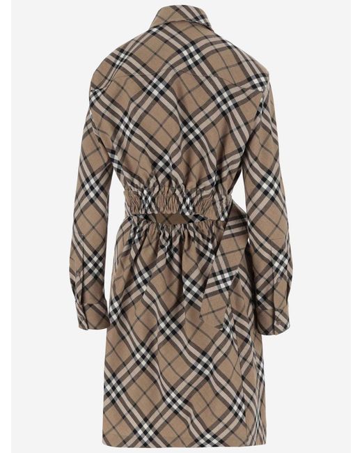 Burberry Multicolor Wool Blend Check Belted Dress