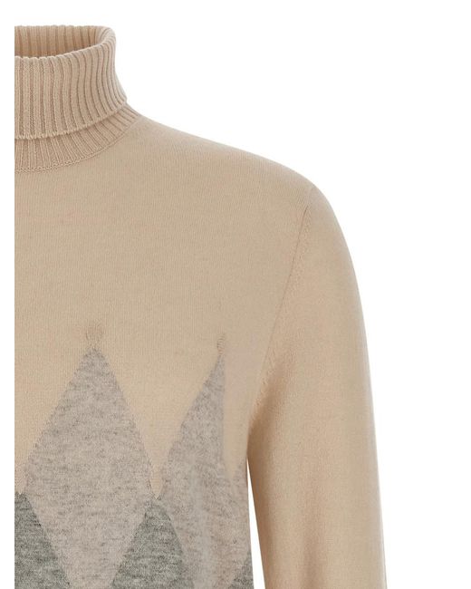 Ballantyne Gray Argyle Turtleneck for men