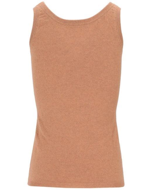 LA ROSE Brown Solid Round Neck Top
