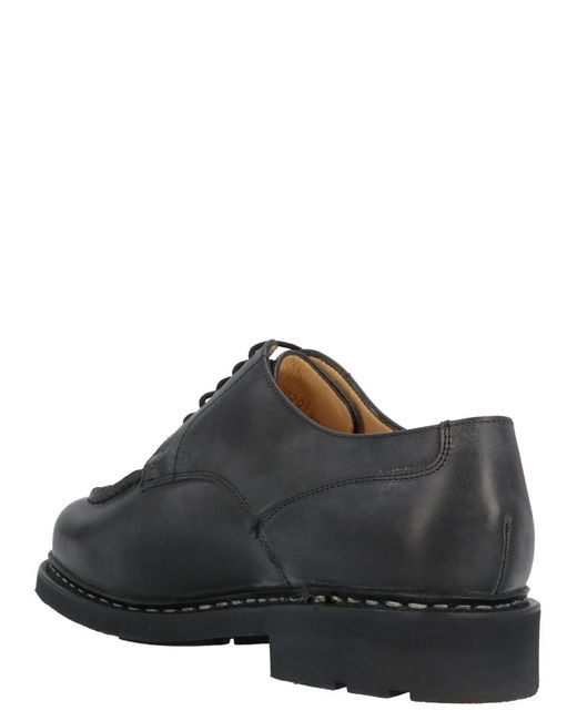 Paraboot Black Leather Lace Up Shoes for men