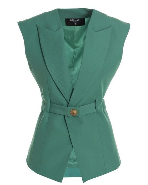 Balmain Green Belted Vest