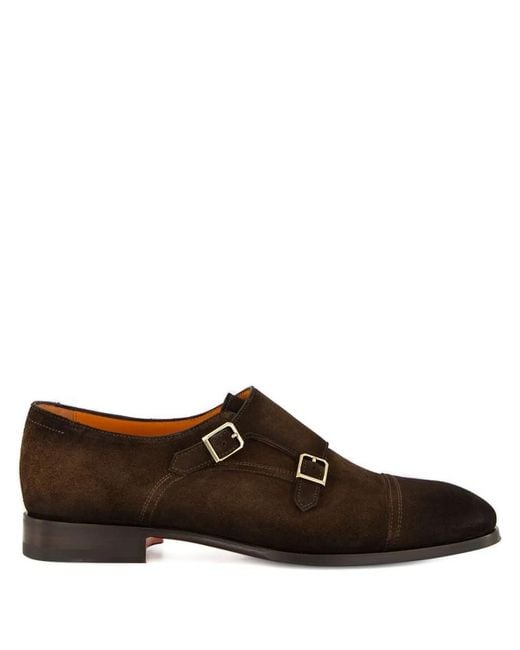 Santoni Brown Solid Dress Shoes for men