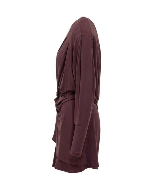 IRO Purple Solid V Neck Mini Dress