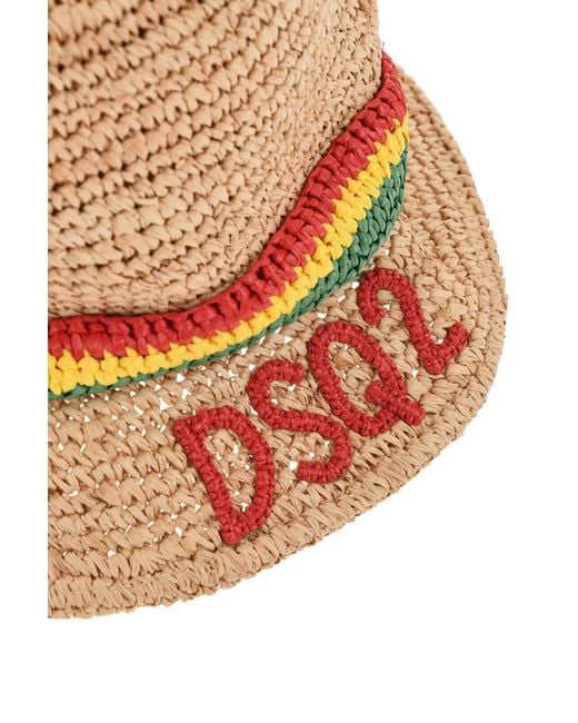 DSquared² White Woven Bucket Hat for men