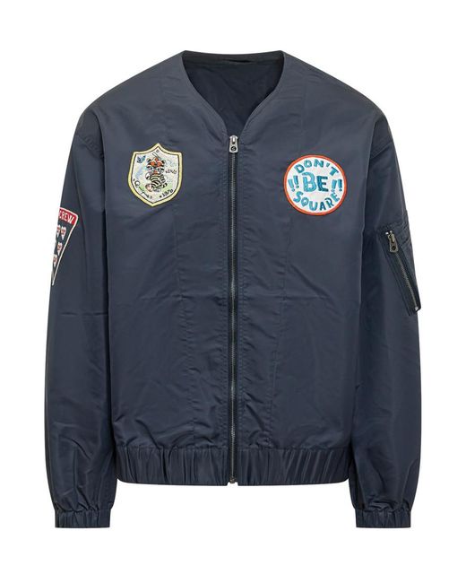 KENZO Blue Embroidered V Neck Jacket for men