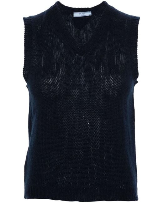 Prada Blue V-Neck Cashmere Vest