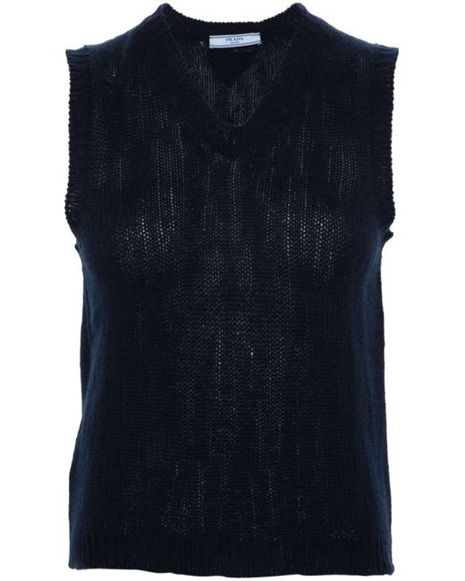 Prada Blue V-Neck Cashmere Vest