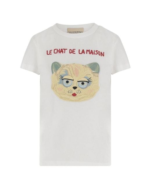 Valentino Garavani Gray Le Chat De La Maison Jersey T-Shirt